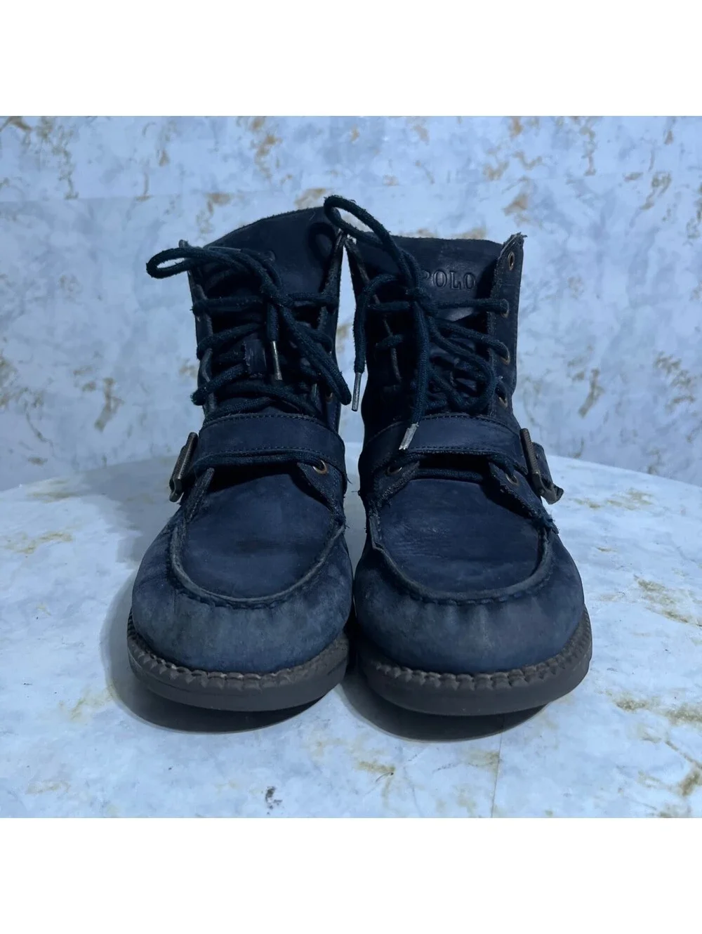 Polo Ralph Lauren Ranger Youth Kids Size 5M Shoes Blue Leather Polo Bear Boots
